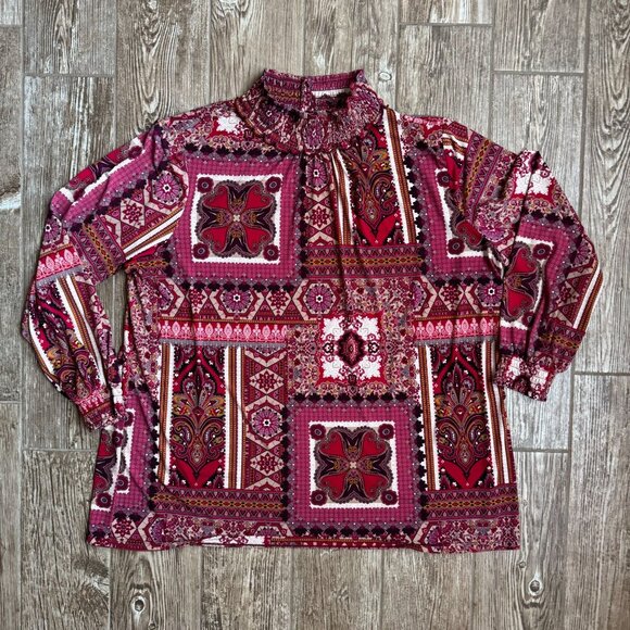 Susan Graver Womens‎ Tunic Top Plus 2X Liquid Knit Stretchy Blouse Boho Paisley - Picture 7 of 7